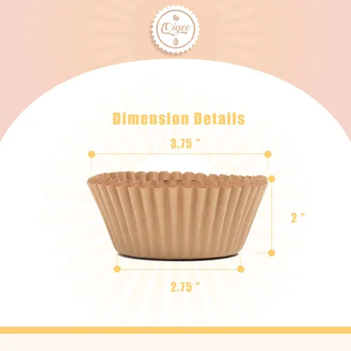 Miniatura 2 de qiqee 300 unidades de forros para magdalenas jumbo naturales forros para muffins de tamaño jumbo tazas para hornear de papel de tamaño jumbo sin