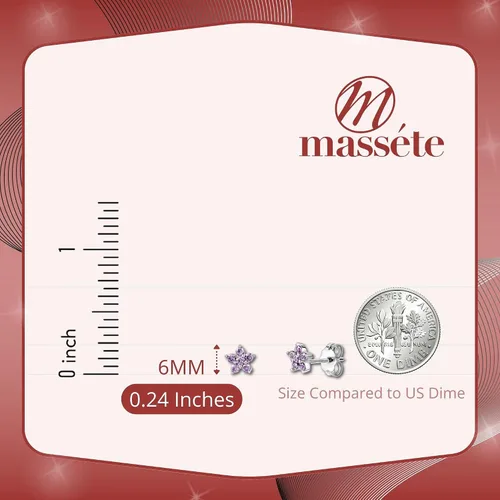 Miniatura 3 de Aretes de plata de ley con flores pequeñas simulados para niñas de 0.236 in