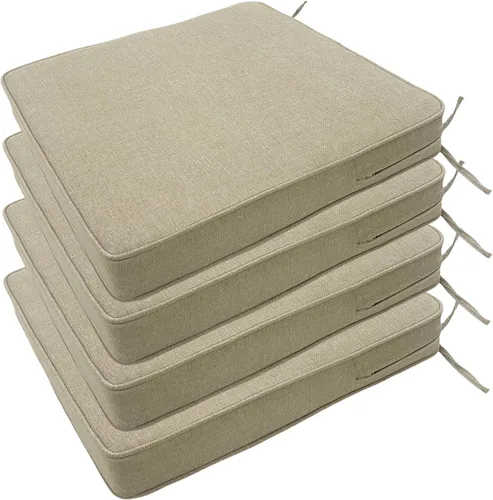 Miniatura 30 de Cojines para sillas de exterior de 19 x 19 pulgadas, impermeables, para muebles de patio, jardín, sofá con cremallera y correas ajustables, juego