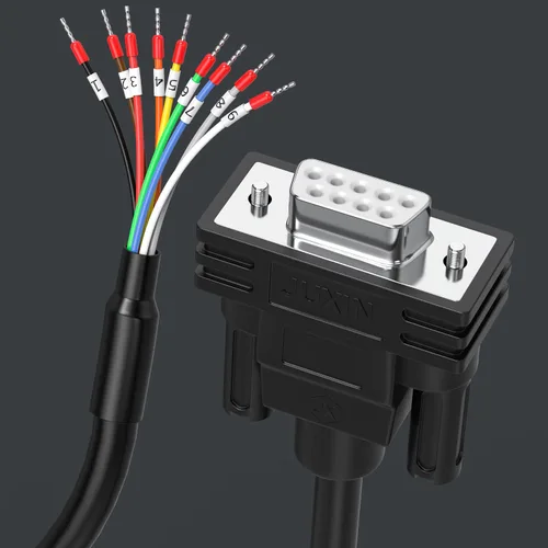 Miniatura 4 de Cable de extensión serie DB9 de 10 pies, DB9 hembra a cable desnudo con marcador de cable 26AWG, los 9 cables de núcleo equipados con tubos