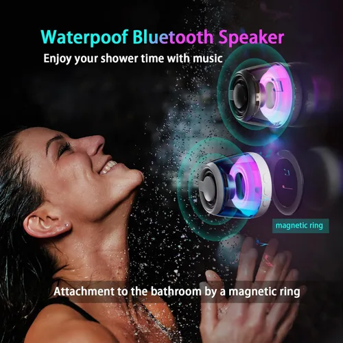 Miniatura 3 de Altavoz Bluetooth magnético, altavoz Bluetooth de inducción inalámbrico, mini soporte portátil para teléfono celular para iPhone, cordón y luz