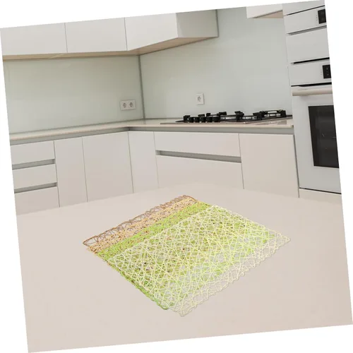 Miniatura 2 de Mikinona 4 manteles individuales tejidos de cuerda de papel de ratán, manteles individuales de papel aislados, tapete decorativo para colocar tazas