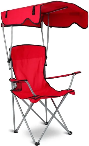 Miniatura 9 de KOCASO Silla de playa plegable con toldo con sombrilla, resistente 330 libras, silla de césped portátil para acampar con soporte para tazas