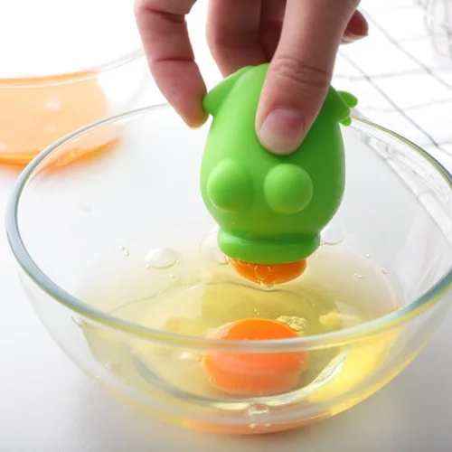 Separador de huevos de silicona de cerdo, separadores de gel de yema de huevo de rana, separador de yema de huevo con succión (rana)