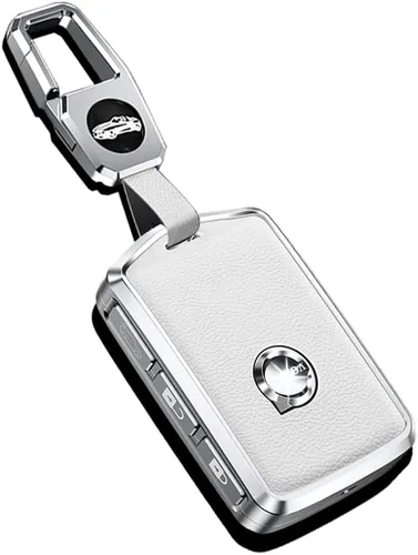 Miniatura 7 de Funda de llave de coche de textura de cuero de aleación con llavero se ajusta a Volvo XC90, XC60, XC40, S60, S90, V60, Polestar 1, T5 - Soporte