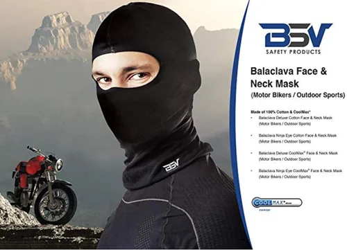 Miniatura 4 de Pasamontañas de algodón de lujo para la cara y el cuello máscara de motociclistadeportes al aire librecuello polaina - All Season Black