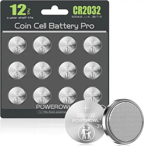 POWEROWL Paquete de 12 Baterías CR2032 de Alta Capacidad - Reemplazo de Batería CR2032 de Litio 3V para Apple Airtag, Llavero, Control Remoto de