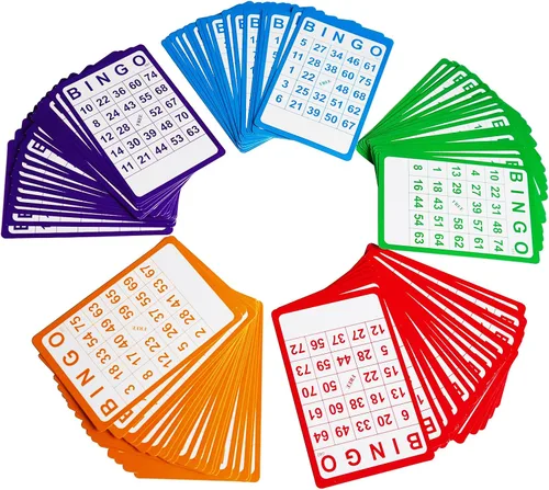Miniatura 6 de Yuanhe 100 tarjetas de bingo Resuable Bingo Juego de papel cartulina a granel, 5