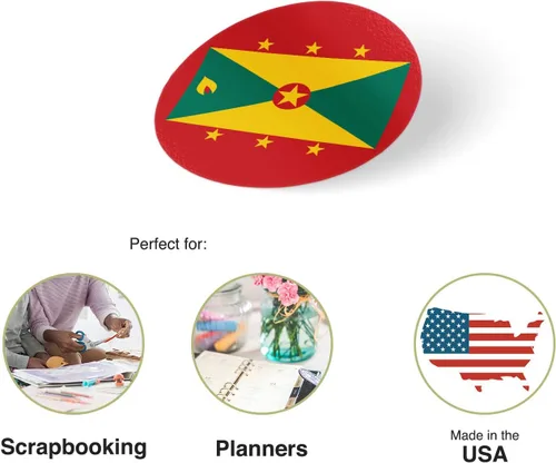Miniatura 2 de Desert Cactus Adhesivo de vinilo con la bandera de Granada, 1.0 in, redondo, 2 hojas, 50 piezas en total, con logotipo de país, niños, álbum