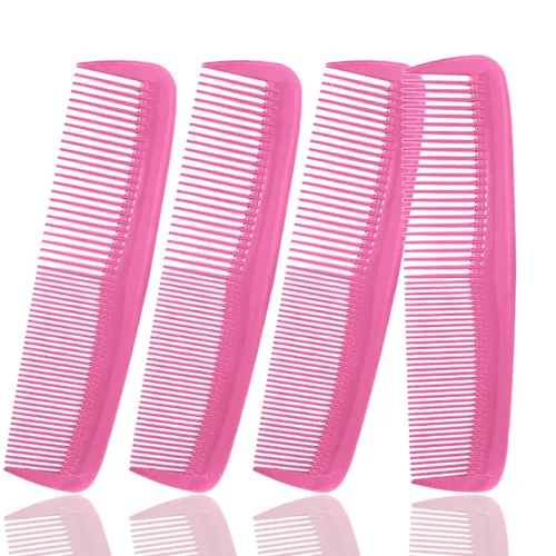 Soft 'N Style Cuidado del cabello, 4 paquetes de peines irrompibles - peine para hombres/peine de dientes finos/peines para cabello Rosa