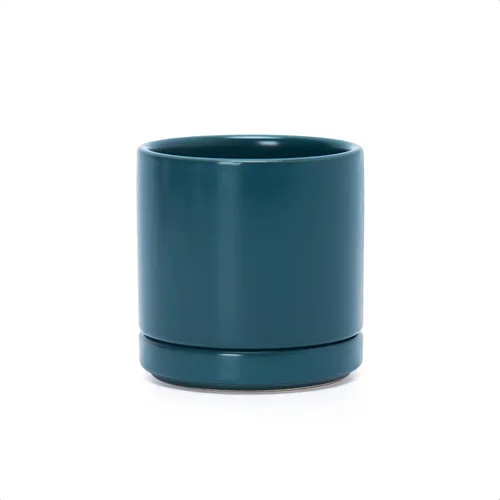 Miniatura 21 de D'vine Dev Maceta de cerámica de 10 pulgadas con orificio de drenaje y platillo, maceta redonda cilíndrica para interiores, color negro, 94-O-E-2