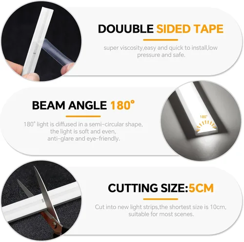 Miniatura 6 de Tira de luces LED COB de neón de 16.4 pies, 24 V, 1400 LED, sensor táctil de madera penetrable, impermeable, blanco, regulable, tira de luz de neón