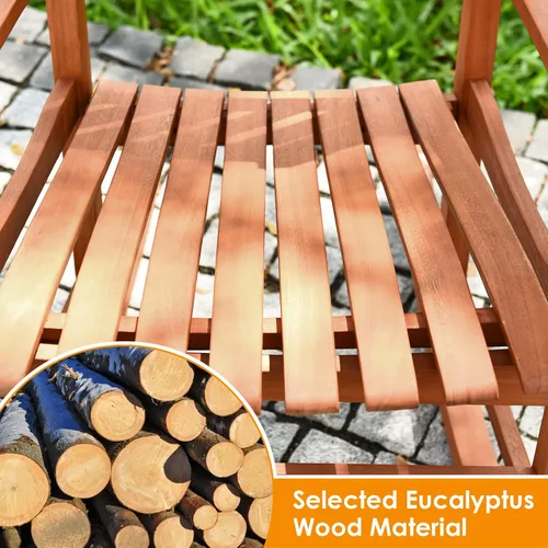Miniatura 8 de Tangkula Mecedora para patio, para interiores y exteriores, de madera, para porche, jardín, balcón, sillón rústico de respaldo alto con capacidad