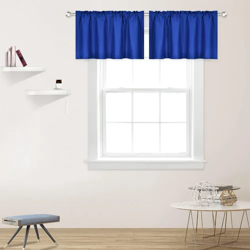 Miniatura 20 de DECOVSUN Cenefas Aqua para ventanas de cocina, con bolsillo para barra, opacas, con aislamiento térmico, 1 panel de 42 x 18 pulgadas