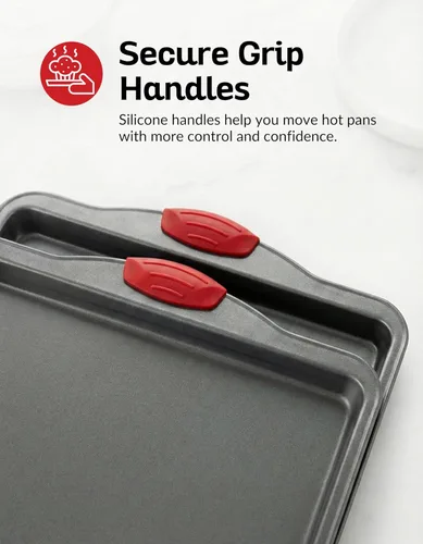 Miniatura 5 de Boxiki Kitchen - Bandeja para hornear antiadherente – Acero al carbono de calibre pesado, resistente a deformaciones, abolladuras y óxido – Bandejas