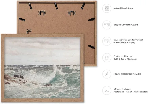 Miniatura 2 de Poster Master Póster vintage de pintura de olas del océano, impresión retro del océano, bellas artes, arte de paisaje marino, regalo para hombres