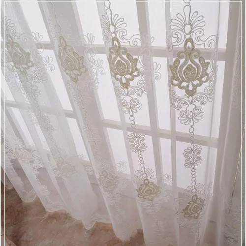 Miniatura 3 de Amidoudou 1 par de cortinas europeas de tul de lujo transparentes para sala de estar y dormitorio (blanco, 66 x 84 pulgadas)