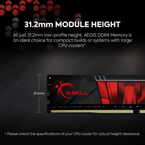 Miniatura 3 de G.SKILL Serie AEGIS DDR4 RAM (XMP) 16GB (2x8GB) 3200MT/s CL16-18-18-38 1.35V Intel AMD Memoria de computadora de escritorio U-DIMM