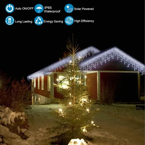 Miniatura 3 de Serie de 304 luces LED impermeables para exteriores para Navidad, bodas y decoración de fiestas - 8 modos, blanco frío