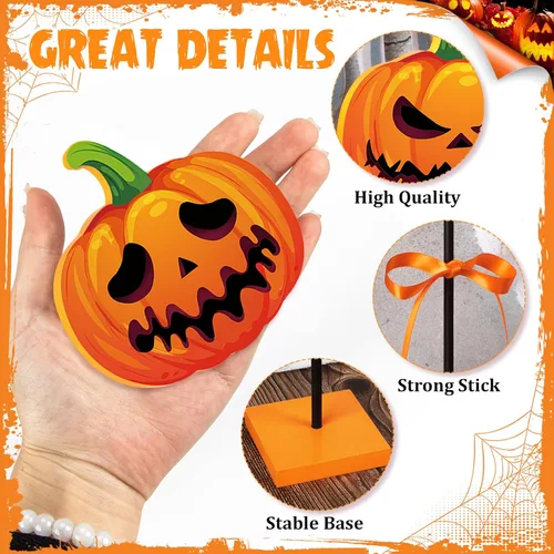 Miniatura 5 de 3 piezas de decoración de bandeja escalonada de Halloween, calabaza de madera, decoración de Halloween, letrero aterrador para interiores