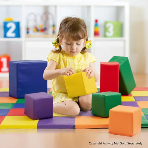 Miniatura 5 de Casafield Juego de bloques de espuma grandes para niños pequeños (juego de 7 piezas), cubos de juego suave para apilamiento, colores y tamaños