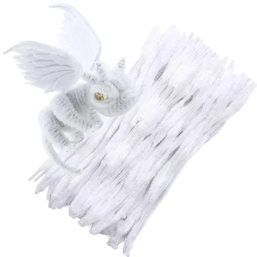 100 piezas de tallos de chenilla, tallos de chenilla para limpiar tuberías blancas, suministros de manualidades para decoración de manualidades