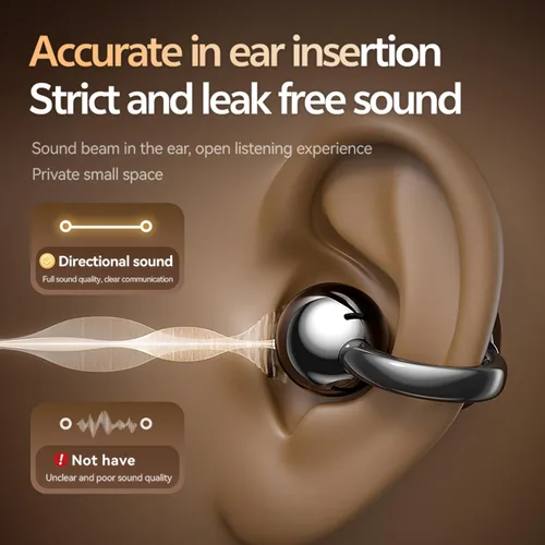 Miniatura 3 de Auriculares con clip, auriculares abiertos inalámbricos Bluetooth 5.4 con micrófono, auriculares con clip de oreja, mini auriculares para correr