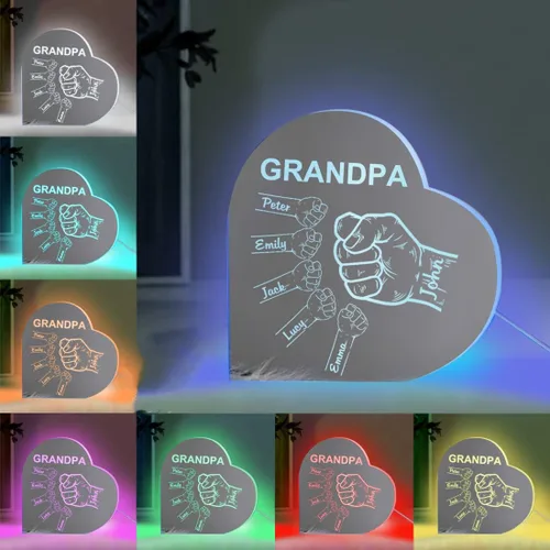 Miniatura 9 de Rompecabezas de nombre de familia personalizado, luz LED, espejo de corazón, espejo de dormitorio, espejo acrílico personalizado de 1 a 12 nombres