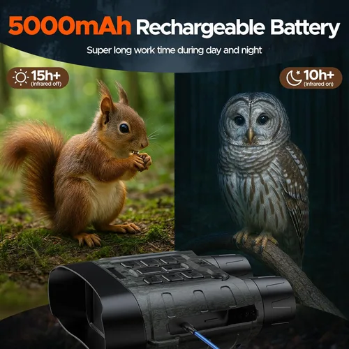Miniatura 5 de Gafas de visión nocturna, prismáticos de visión nocturna de 112 MP para adultos, visión nocturna digital infrarroja 4K con tarjeta de 64 GB, grado