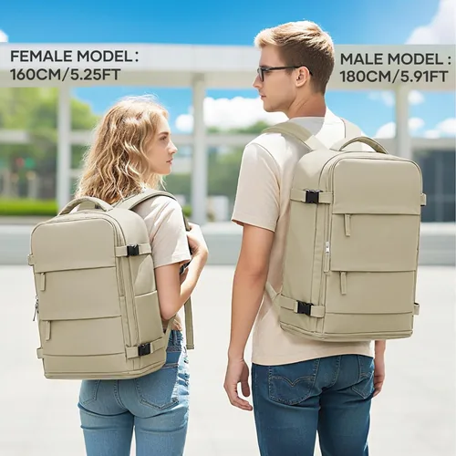 Miniatura 7 de coowoz Mochila grande de viaje para mujeres y hombres, mochila de transporte, mochila para senderismo impermeable para deportes al aire libre, Caqui