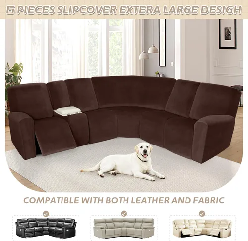 Miniatura 563 de Arfntevss Fundas de sofá seccional reclinable de terciopelo, Funda de sofá seccional de esquina para sofá reclinable, Funda elástica suave