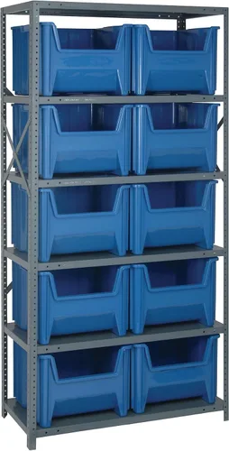 Miniatura 293 de Quantum QSBU-245BK Heavy Duty Shelving Unit with (7) Shelves and (24) QUS245 Black Bins for Garage Warehouse Storage Distribution 400 lb Load