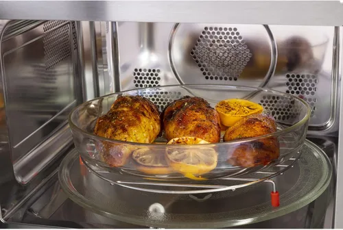 Miniatura 8 de GE GCST10A1WSS Horno de microondas de convección de 1.0 pies cúbicos, microondas de encimera de 1050W con función Air Fry y bandeja crujiente