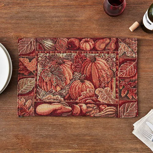 Miniatura 3 de Violet Linen Tapiz decorativo de algodón tejido de poliéster con hojas de otoño, girasoles, cosecha de otoño, 13 x 19 pulgadas, rectangular, juego