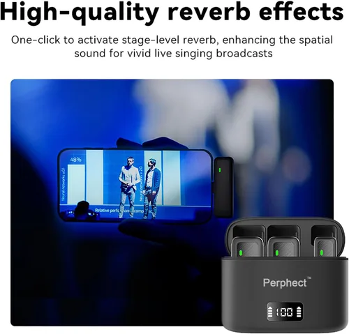 Miniatura 3 de Paquete de 2 mini micrófonos de solapa inalámbricos para iPhone Android, funda de carga, rango de 130 pies, cancelación inteligente de ruido, sonido
