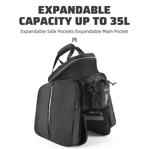 Miniatura 5 de Bolsas para bicicletas impermeables para el portaequipajes trasero Bolsa de alforjas de gran capacidad de 35L con fondo extra acolchado de espuma