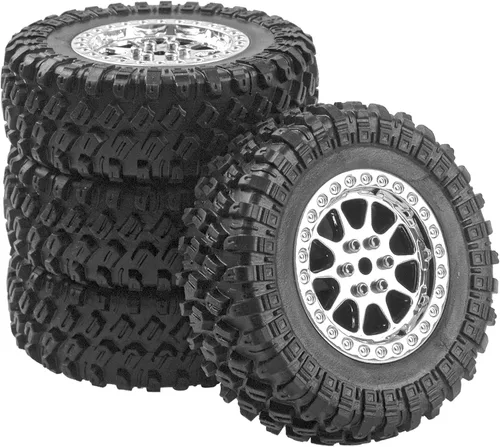 Miniatura 7 de Neumáticos de goma OD de 2.7 pulgadas y llantas de plástico compatibles con MN Modelo MN90 MN91 MN45 MN96 MN99 MN99S MN98 1/12 RC Car (negro)