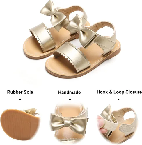 Miniatura 5 de Felix & Flora Sandalias para niña pequeña - Zapatos de vestir para niña de flores, puntera abierta, zapatos planos de verano para niños pequeños