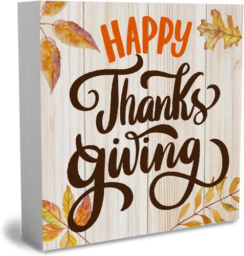 Miniatura 8 de Cartel rústico de madera de Acción de Gracias, caja de madera decorativa de otoño, bonita caja de madera decorativa para pared, escritorio, hogar