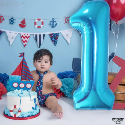 Miniatura 981 de KatchOn, Globo grande azul número 2 de 40 pulgadas Decoraciones de cumpleaños de Baby Shark para niño de 2 años Globo azul número 2 Globo
