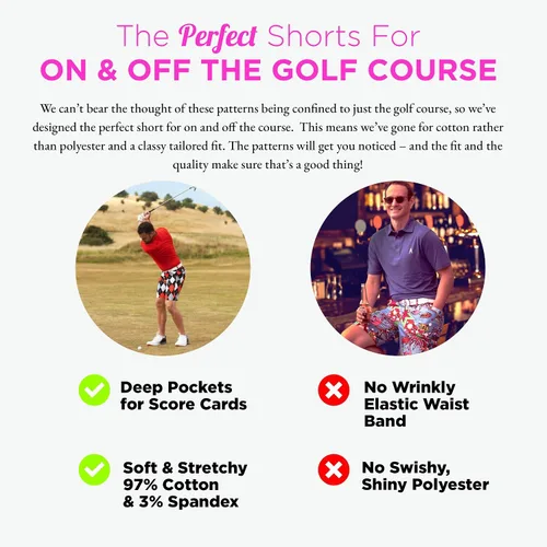 Miniatura 4 de Royal & Awesome Pantalones cortos de golf para hombre, pantalones cortos de golf locos para hombres, pantalones cortos a cuadros para hombre