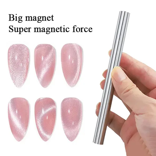 Miniatura 3 de 4 Piezas Imán Extra Grande Cilíndrico de Ojo de Gato para Uñas, Imán Magnético de Doble Cabeza, Varilla de Esmalte en Gel Multifuncional