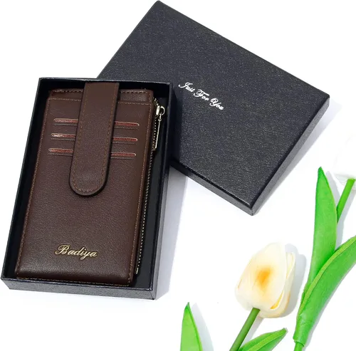 Miniatura 6 de Badiya Tarjetero para mujeres con RFID, carteras delgadas, plegables, tarjetero multifuncional, monedero
