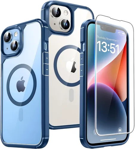 Miniatura 104 de TAURI Funda magnética 2 en 1 transparente para iPhone 14 Pro, compatible con Magsafe [no amarillenta] con protector de pantalla, protección de grado