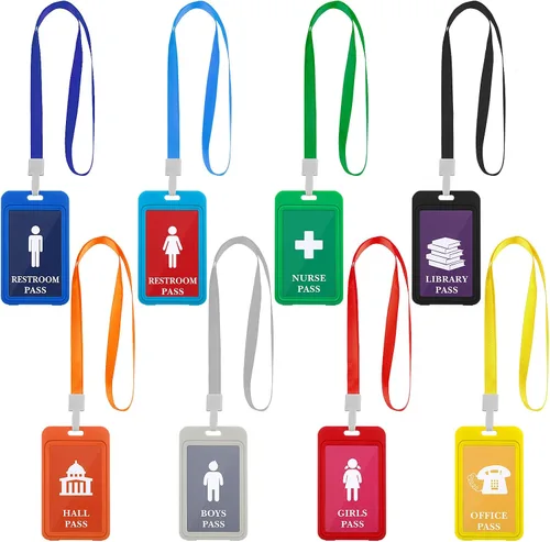 Juego de 8 cordones de pasillo y pases escolares, juego de pases escolares de PVC irrompible, juego de pases escolares para profesores, biblioteca,