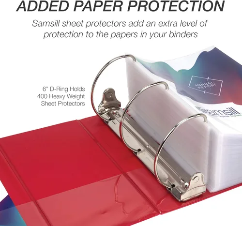 Miniatura 102 de Samsill - Carpeta duradera de 5 pulgadas, fabricada en los Estados Unidos, con anillos en D, transparente y personalizable, color blanco