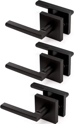 Miniatura 12 de Linkaa Paquete de 2 manijas de puerta de latón dorado para puerta francesa de armario (2 manijas), 1 par, manija de puerta cuadrada de latón