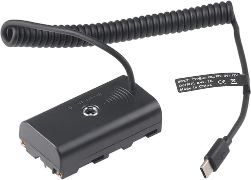 FocusFoto Cable adaptador de batería ficticia USB-C a NP-F550 para Sony NP-F970 NP-F570 NP-F750 NP-F770 F960 F530 F330 para alimentar la cámara