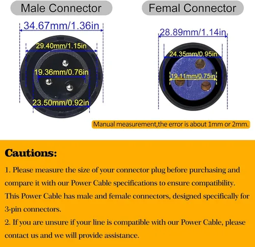 Miniatura 3 de Cable de alimentación impermeable, 3 pines 13AWG 2.5mm2, conector impermeable, cable de extensión de alimentación, 16.4 ft, 16.4 pies, IP65, cable