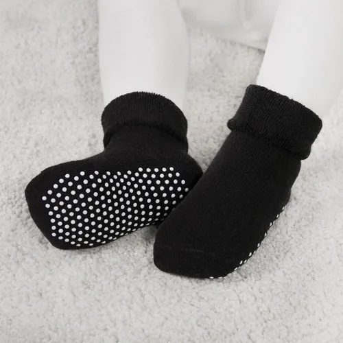 Miniatura 4 de VWU - Medias de altura media con antideslizante, de algodón grueso y cálido, unisex, talla 0-6T, paquete de 6 pares
